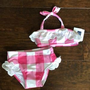 Jaine and jack girls pink gingham swim